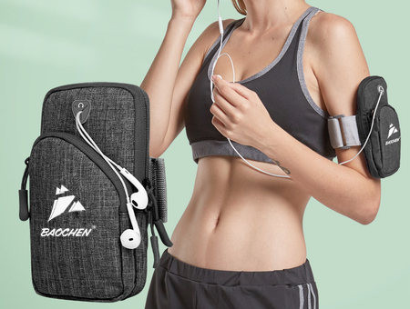 Universalus mobiliojo telefono krepšys, tinkantis sportuoti