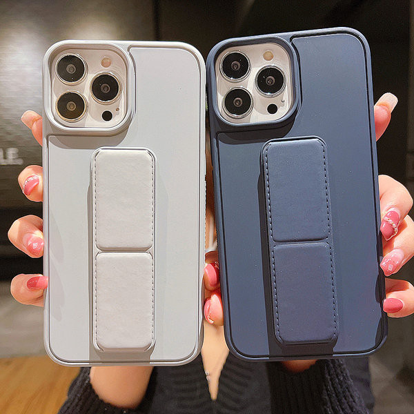 Husa din silicon de culoare solida cu suport pentru iPhone