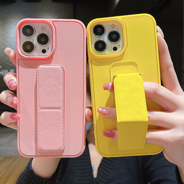 Husa din silicon de culoare solida cu suport pentru iPhone