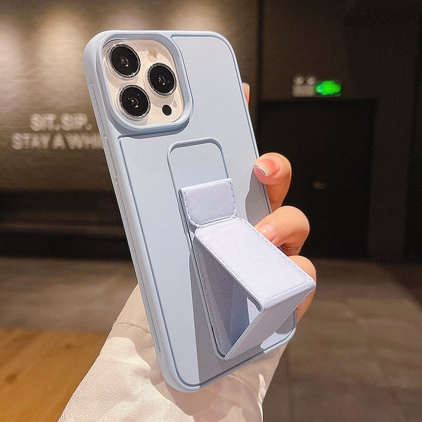 Husa din silicon de culoare solida cu suport pentru iPhone