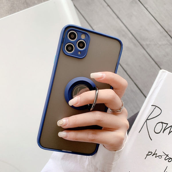 Husa din silicon pentru iPhone cu inel metalic