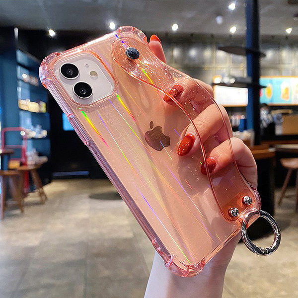 Husa transparenta din silicon cu efect stralucitor pentru iPhone