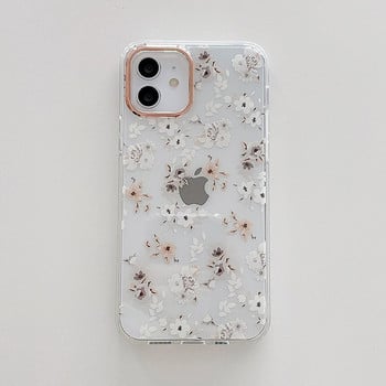 Силиконов калъф с флорален мотив за iPhone