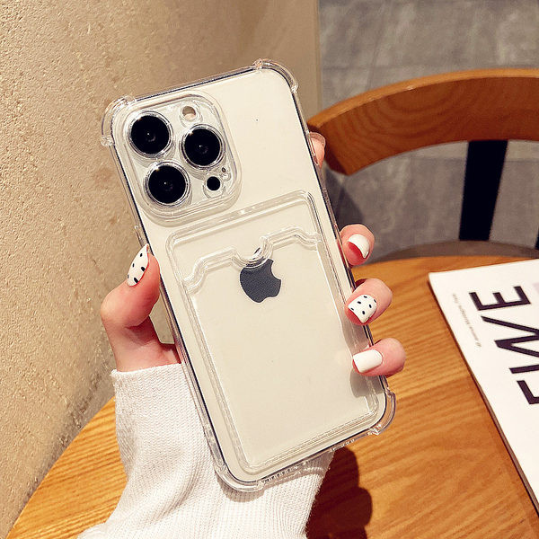 Husa transparenta din silicon cu spatiu foto pentru iPhone