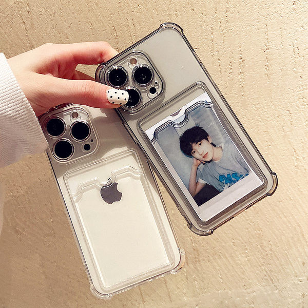 Husa transparenta din silicon cu spatiu foto pentru iPhone