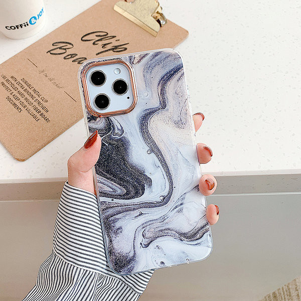 Moderns silikona maciņš priekš iPhone ar marmora efektu
