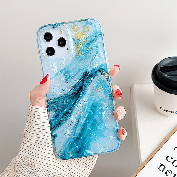 Husa din silicon cu particule stralucitoare si efect de marmura pentru iPhone