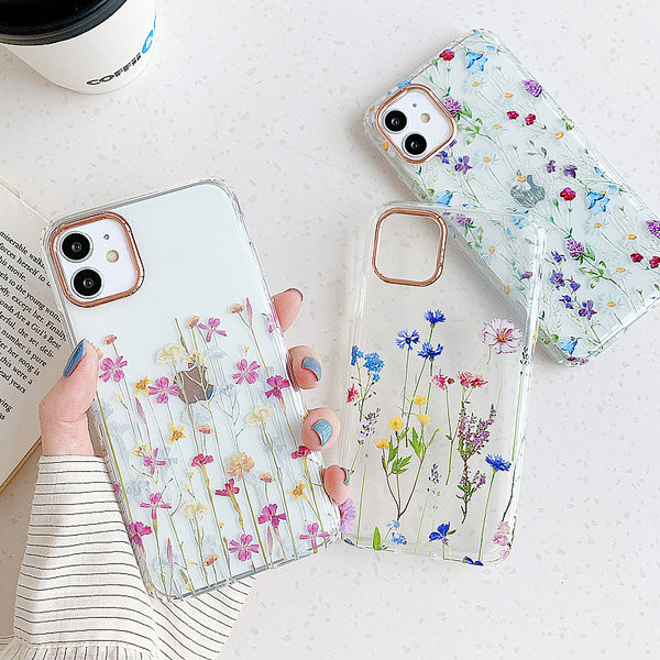 Διάφανη θήκη σιλικόνης με λουλούδια για iPhone
