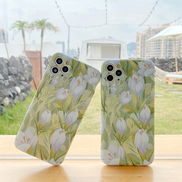 Silikonska maska u boji sa cvjetnim uzorkom za iPhone