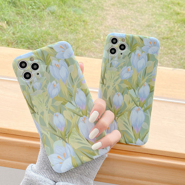 Silikonska maska u boji sa cvjetnim uzorkom za iPhone