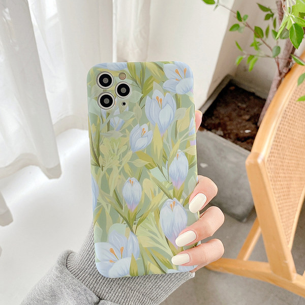 Silikonska maska u boji sa cvjetnim uzorkom za iPhone