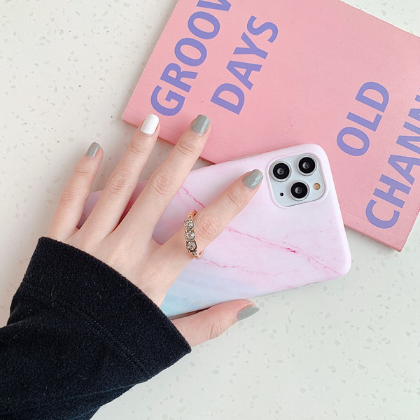 Θήκη σιλικόνης με μαρμάρινο εφέ και μεταλλικό δαχτυλίδι για iPhone