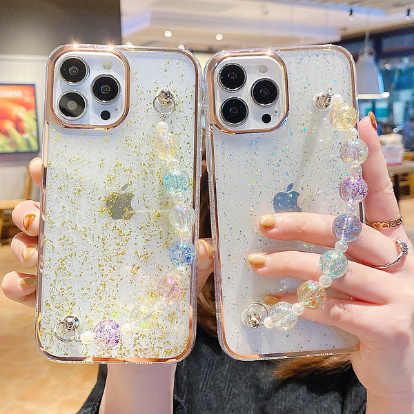 Husa din silicon cu particule stralucitoare si pietre potrivita pentru iPhone