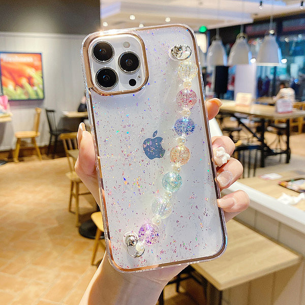 Husa din silicon cu particule stralucitoare si pietre potrivita pentru iPhone