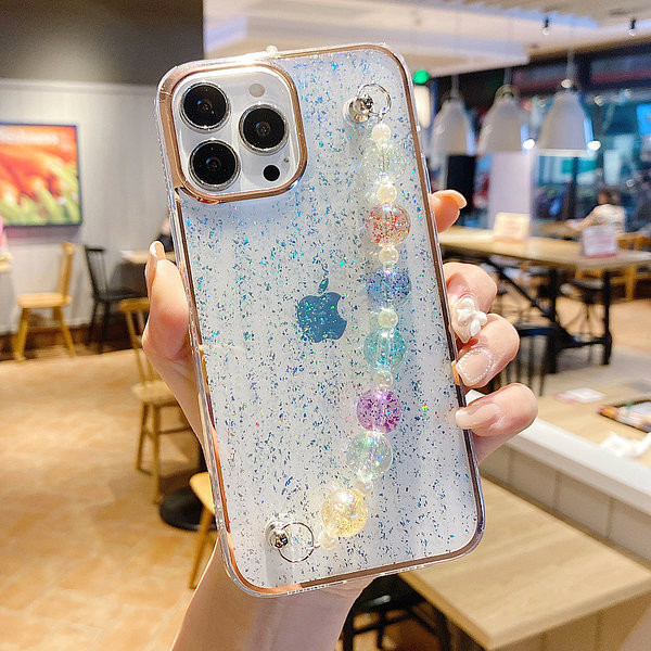 Husa din silicon cu particule stralucitoare si pietre potrivita pentru iPhone
