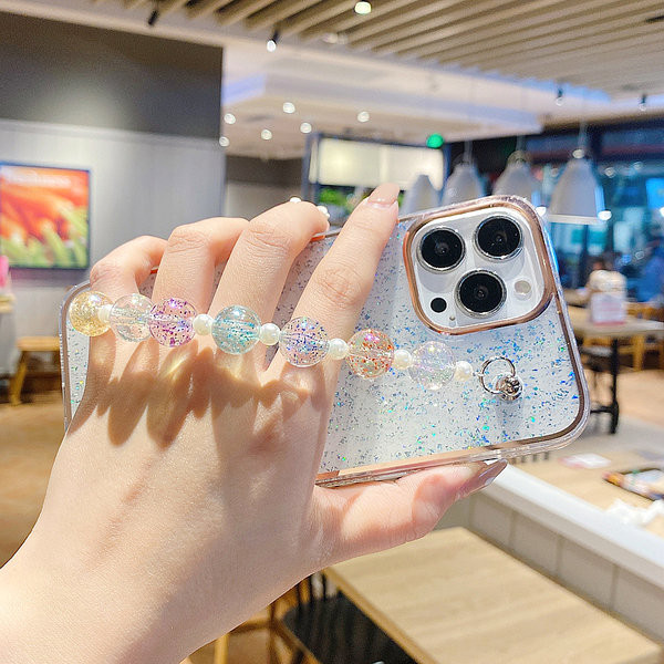 Husa din silicon cu particule stralucitoare si pietre potrivita pentru iPhone