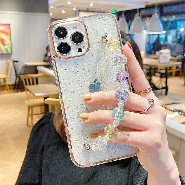 Husa din silicon cu particule stralucitoare si pietre potrivita pentru iPhone