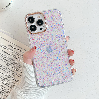 Caurspīdīgs silikona maciņš ar spīdīgu efektu priekš iPhone