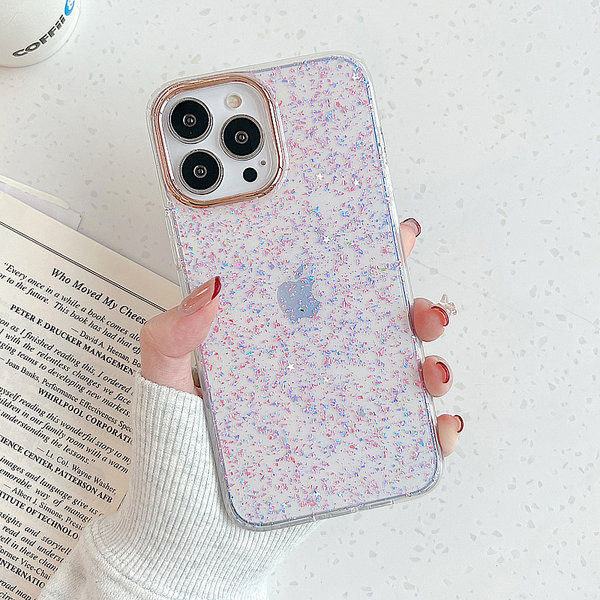 Husa transparenta din silicon cu efect stralucitor pentru iPhone