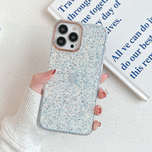 Husa transparenta din silicon cu efect stralucitor pentru iPhone