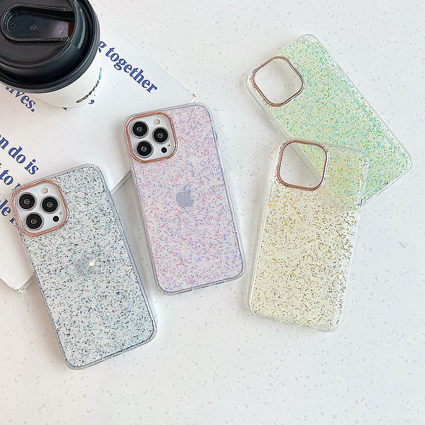 Husa transparenta din silicon cu efect stralucitor pentru iPhone