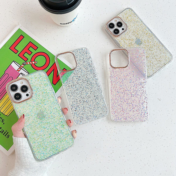 Husa transparenta din silicon cu efect stralucitor pentru iPhone