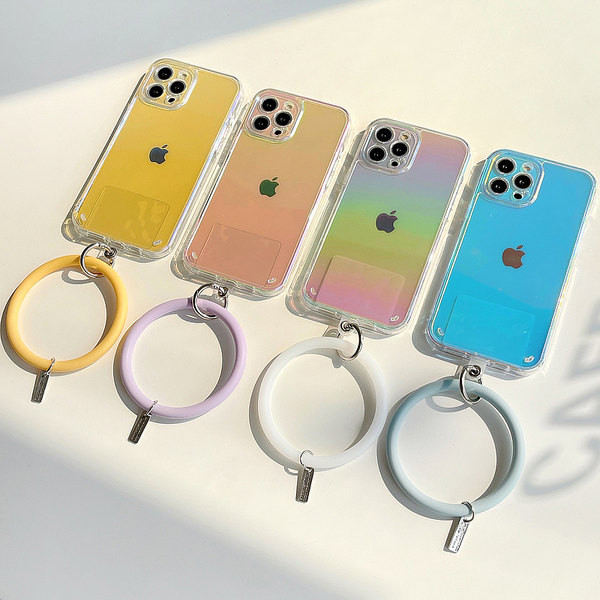 Silikona caurspīdīgs maciņš priekš iPhone12 ar pārnēsāšanas gredzenu