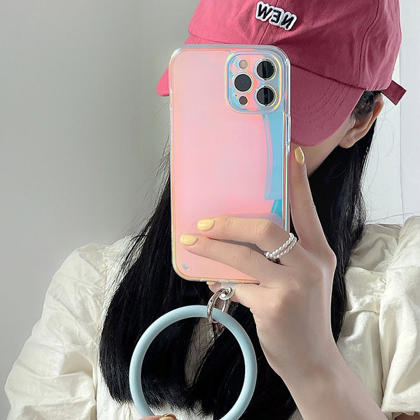 Silikona caurspīdīgs maciņš priekš iPhone12 ar pārnēsāšanas gredzenu