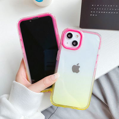 Läbipaistev sillerdavate värvidega silikoonümbris iPhone`ile