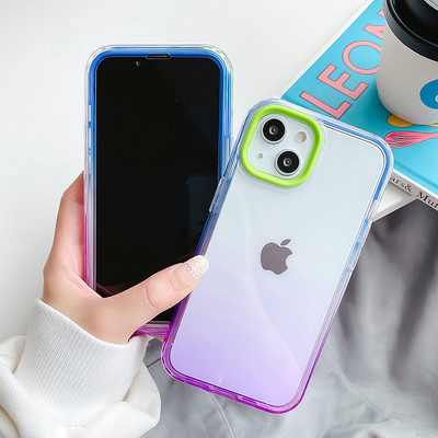 Läbipaistev sillerdavate värvidega silikoonümbris iPhone`ile