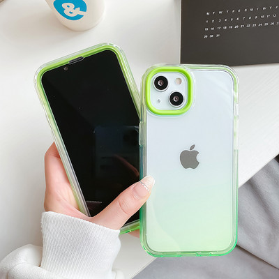 Läbipaistev sillerdavate värvidega silikoonümbris iPhone`ile