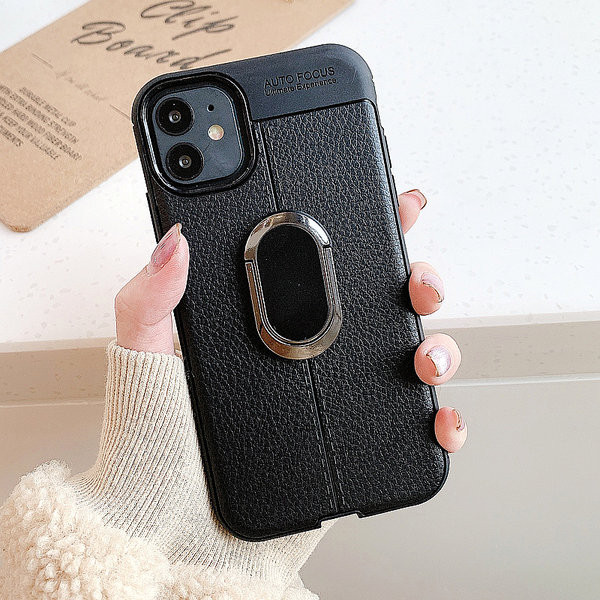 Husa din silicon cu suport inel metalic pentru iPhone