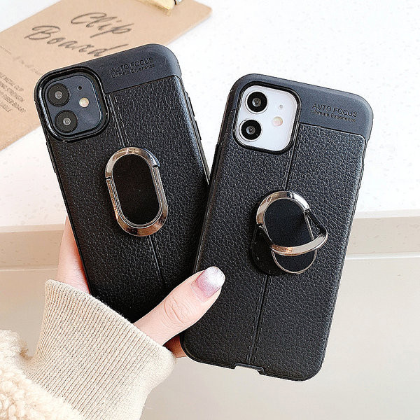 Husa din silicon cu suport inel metalic pentru iPhone