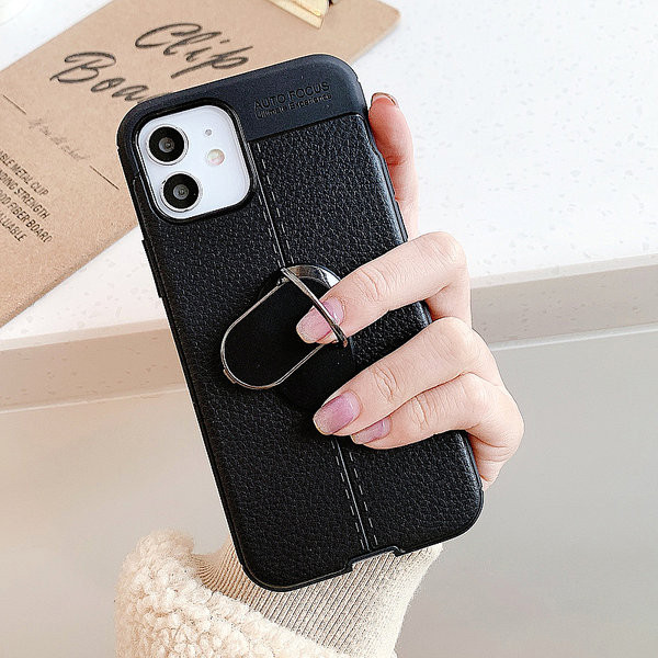 Husa din silicon cu suport inel metalic pentru iPhone