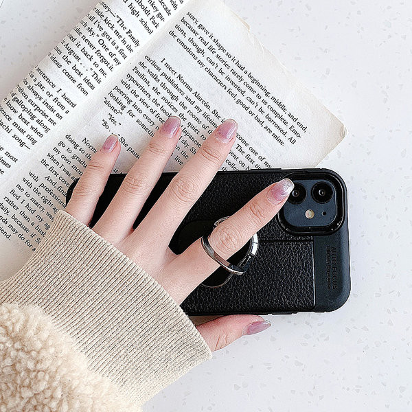 Husa din silicon cu suport inel metalic pentru iPhone