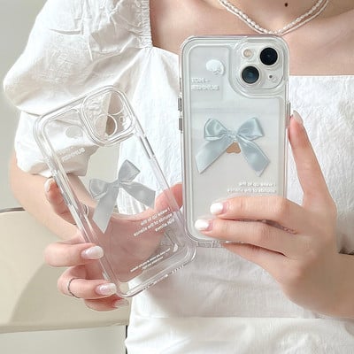 Husa transparenta din silicon cu panglica pentru iPhone