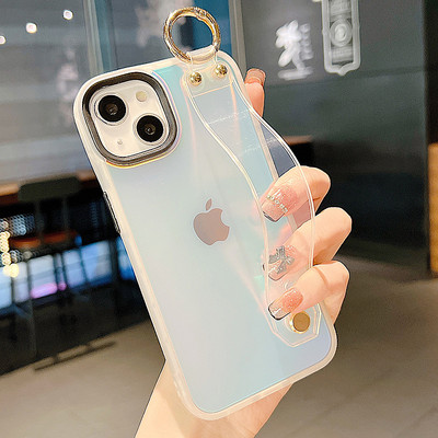 Прозрачен силиконов калъф с метален ринг за iPhone