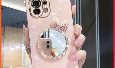 Силиконов калъф с декорация огледало и камъни за Xiaomi