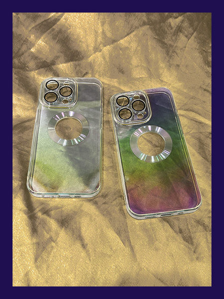 Husa transparenta din silicon cu efect stralucitor pentru iPhone