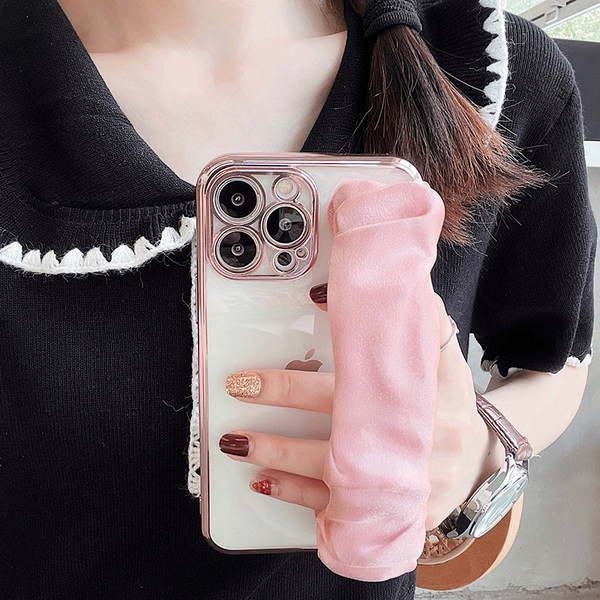 Sieviešu silikona maciņš priekš iPhone ar mežģīņu turētāju