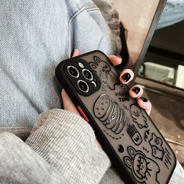 IPhone melns silikona maciņš ar apdruku