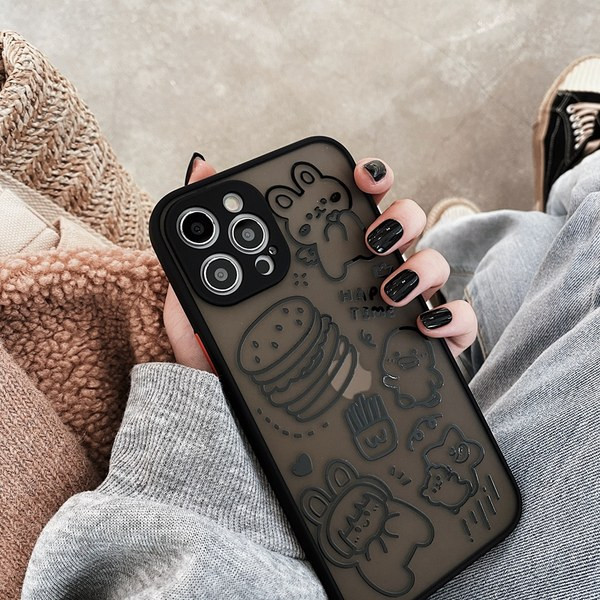 IPhone melns silikona maciņš ar apdruku