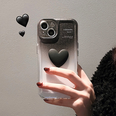 Силиконов калъф с декорация сърце за iPhone