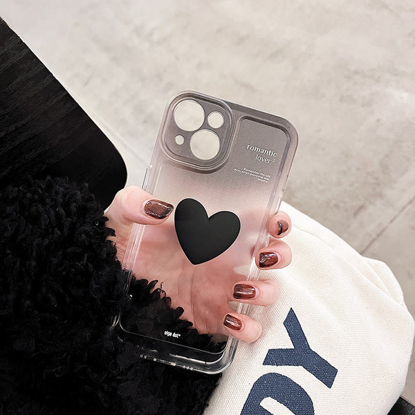 Θήκη σιλικόνης με διακόσμηση καρδιάς για iPhone