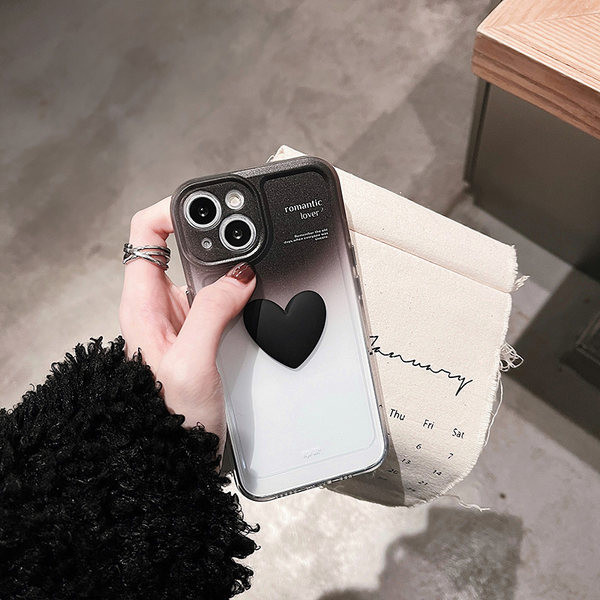 Θήκη σιλικόνης με διακόσμηση καρδιάς για iPhone