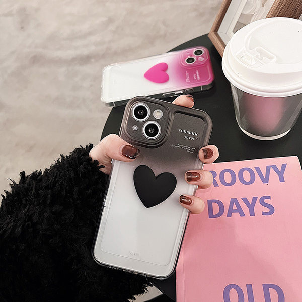 Θήκη σιλικόνης με διακόσμηση καρδιάς για iPhone