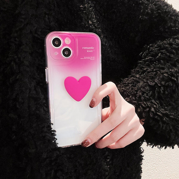 Θήκη σιλικόνης με διακόσμηση καρδιάς για iPhone