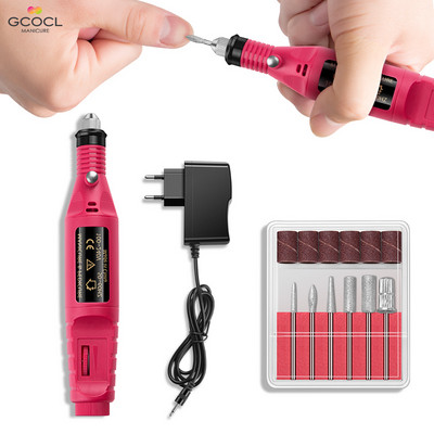 Compact electric nail file with 6 attachments