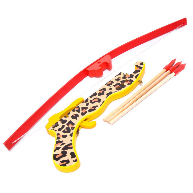 Играчка арбалет, Със стрели, Дървен, Многоцветен