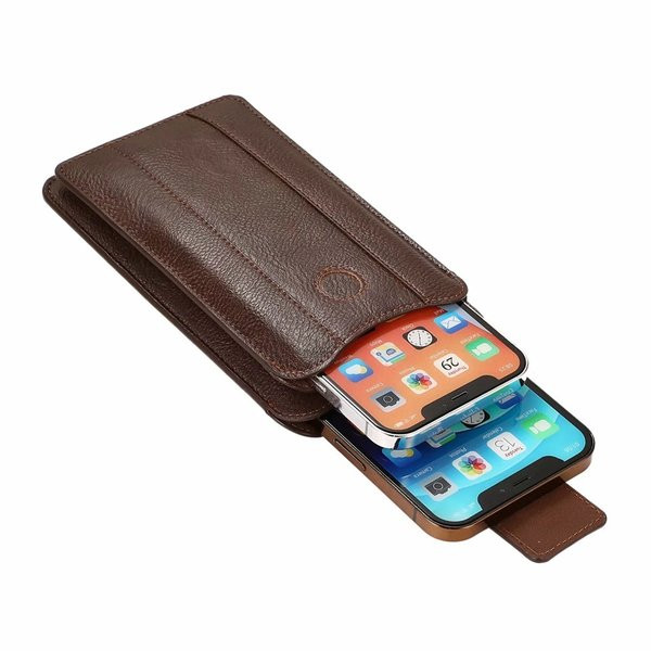 Geantă de talie din piele maro și negru